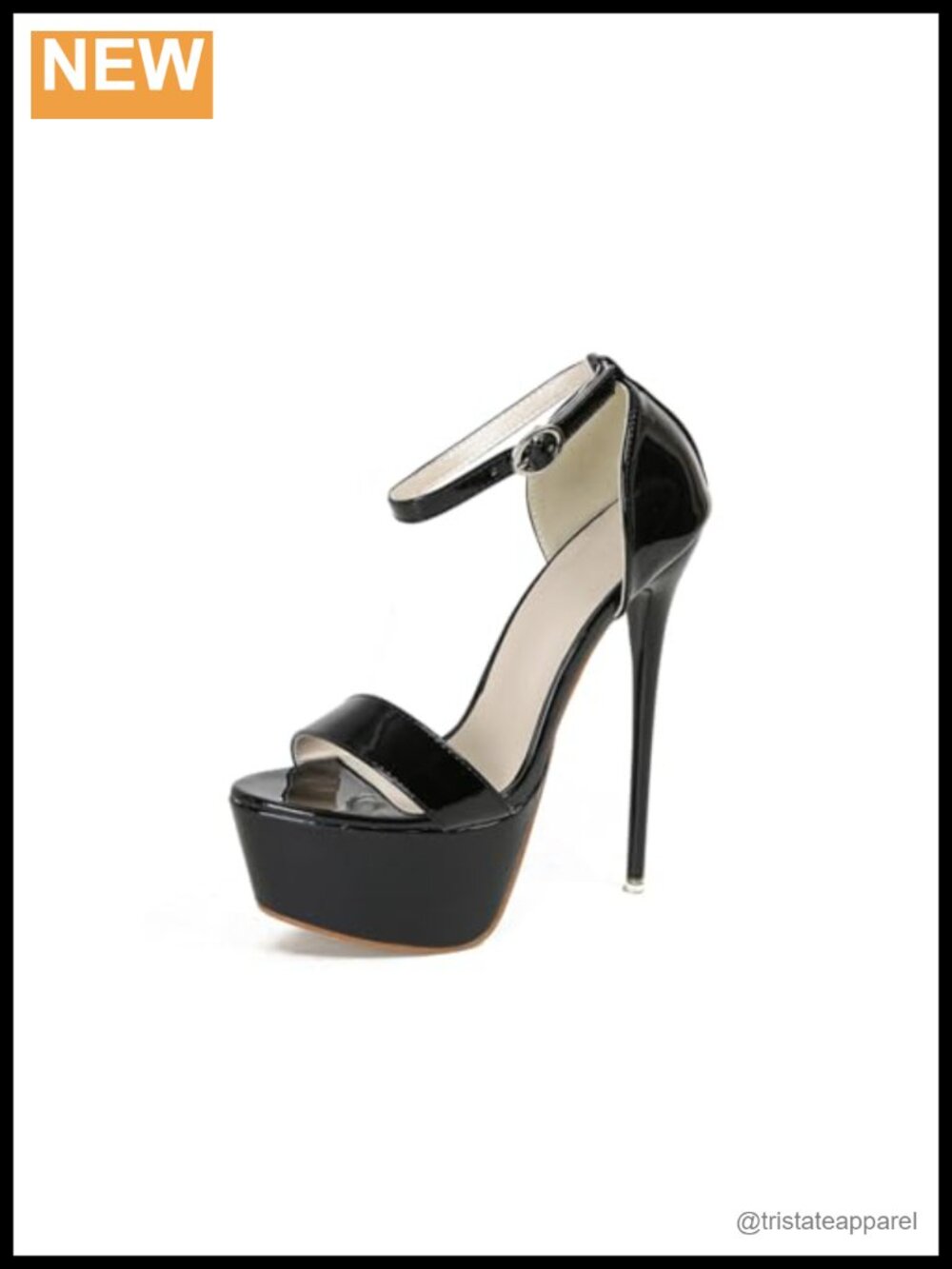 Platform Heels Open Toe Stiletto High Heels Ankle Strap Faux Leather Dressy